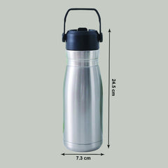 Kuber Industries Pack of 2 Vacuum Insulated Water Bottle | Stainless Steel Sipper Bottle with Handle | Hot & Cold Water Bottle | Leakproof, BPA Free, Rustproof | 780 ML | Steel