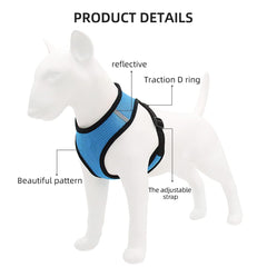 Kuber Industries Reflective Dog Harness with Adjustable Leash|Breathable Polyester Mesh Fabric with Top Carry Handle|Large Size|HAT-818|Comfortable No-Pull Grip|Quick Release Buckles|Blue (Pack of 6)