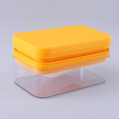 Kuber Industries Pack of 6|2 Layer Ice Cube Tray with Lid | Ice Cube Storage Box with Ice Scoop | 56 Ice Cube Molds for Freezing | One-Press Demolding | BPA Free | Orange