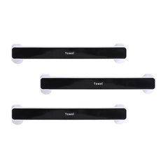 Kuber Industries (Set of 3) Self-Adhesive Bathroom Towel Holder & Hanger - Rod & Stand for Kitchen, Washroom without Drilling - Black