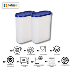 Kuber Industries Stainless Steel Casserole & Plastic conatiner I Casserole (2000 ML) & Kitchen Container Set of 2 (2500 ML)