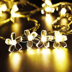 Kuber Industries 2 Pieces 28 Led Direct Plug Crystal Flower Designer 10 Meter String Light for Festivals and Home Decoration, Yellow-CTKTC22929