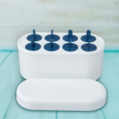 Kuber Industries Set of 8 Round Popsicle Mould|Reusable Ice Tray For Kulfi, Candy|Pack of 4| White