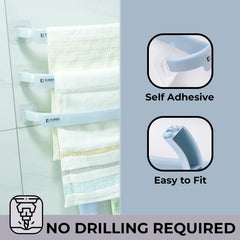 Kuber Industries Towel Hanger for Bathroom | Wall Mounted Cloth Hanger|Multipurpose Cloth & Napkin Holder | Self-Adhesive DIY Installation|Bathroom & Kitchen Organizer | Pack of 6 |Blue