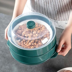Kuber Microwave Oven Steamer | Microwave Pot Pan | Microwave Safe Containers | Microwave Safe Set (1 Cover +3 Box +1 Base)| (Green Set of 2) | Convenient and Versatile Microwave Cookware Set