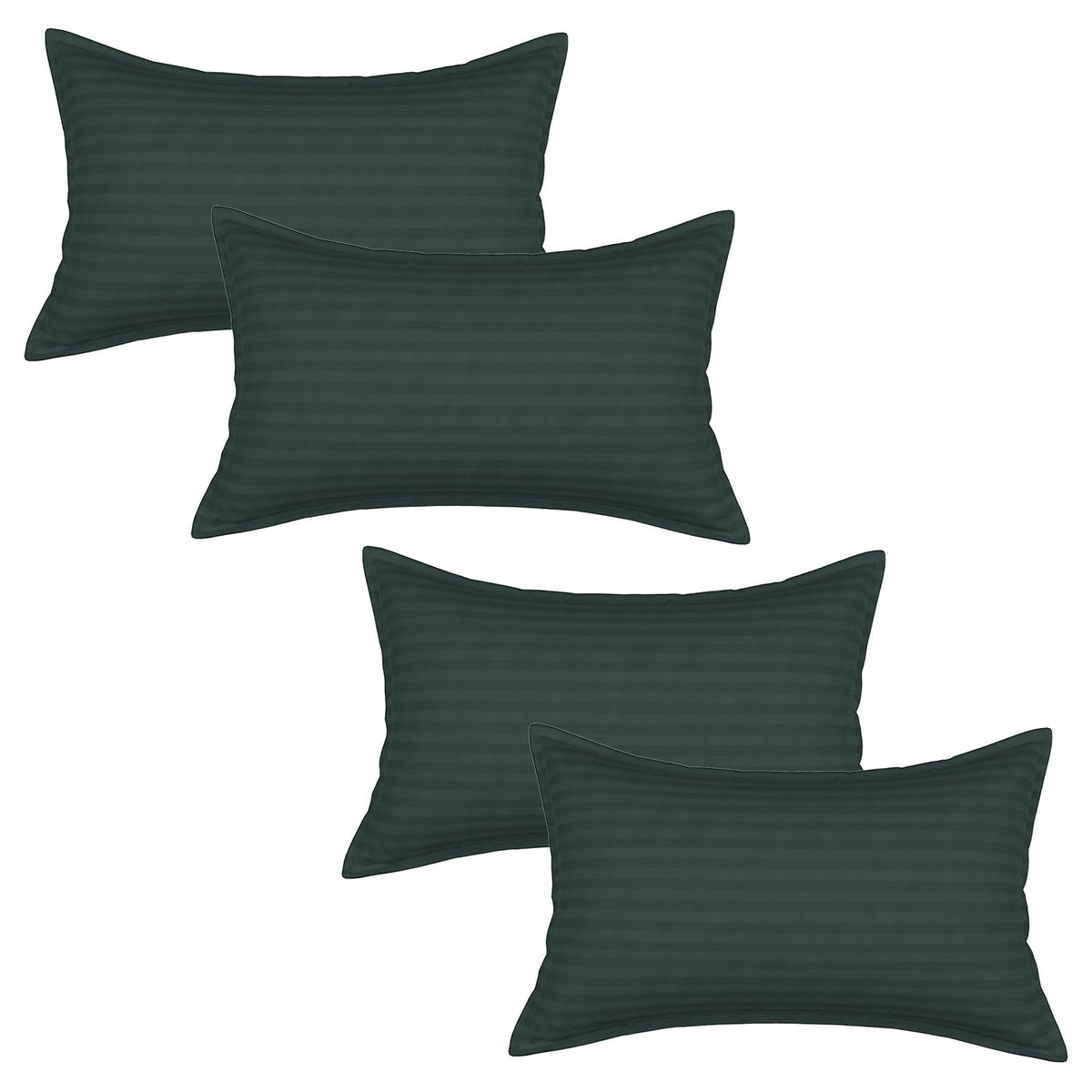 Heart Home Pillow Cover | Cotton Pillow Cover | Striped Pattern Pillow Cover | Soft Pillow Cover for Home | Pillow Cover for Bedroom | Set of 4 | Green