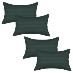 Heart Home Pillow Cover | Cotton Pillow Cover | Striped Pattern Pillow Cover | Soft Pillow Cover for Home | Pillow Cover for Bedroom | Set of 4 | Green
