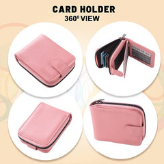 Kuber Industries Card Holder Wallet For Men Women|Debit Credit Card Holder|Wallet For Id, Visiting Card, Buisness Card|RFID Protected|Button & Zipper Closure Wallet|Pink (Pack Of 6)