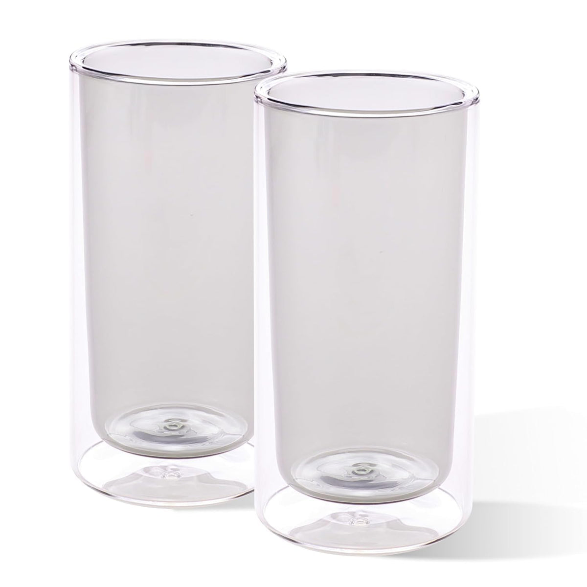 Homestic 2 Pcs Double Walled Glasses | Borosilicate Glass Tumblers for Water | High Heet Resistance | Microwave & Dishwasher Safe | Juice Glasse | 250 ML | Pack of 1 | Gray