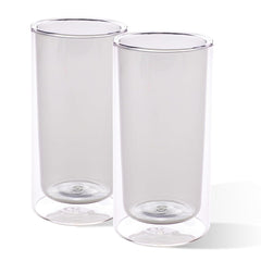 Homestic 2 Pcs Double Walled Glasses | Borosilicate Glass Tumblers for Water | High Heet Resistance | Microwave & Dishwasher Safe | Juice Glasse | 250 ML | Pack of 1 | Gray
