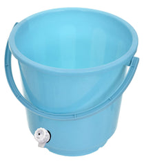 Kuber Industries Multipurposes Plastic Bucket with Lid & Tap System for Home Cleaning & Save Water, 18Ltr. (Blue)