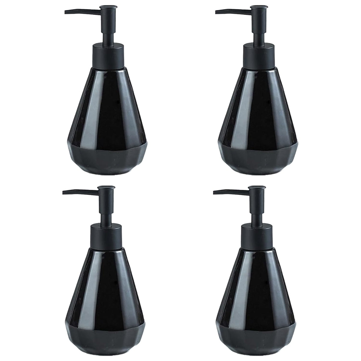 Kuber Industries Liquid Soap Dispenser | Handwash Soap Dispenser | Soap Dispenser for Wash Basin | Shampoo Dispenser Bottle | Bathroom Dispenser Bottle | Pack of 4 | ZX060BK |250 ml | Black