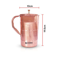 Kuber Industries 1500ml Copper Jug with Lid | BPA Free, Non Toxic, Copper | Rustproof, Durable, Lightweight | with Added Health Benefits of Copper | Ergonomic Design, Easy to Clean | 1.5 L (Pack Of 5)