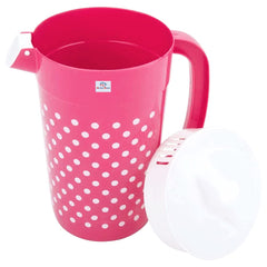 Heart Home Dot Printed Unbreakable Multipurpose Plastic Water Jug/Pitcher with Lid, 2.4 LTR. - Pack of 2 (Pink)-HS42KUBMART25207