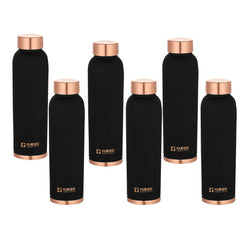 Kuber Industries Copper Water Bottle | BPA Free, Non Toxic | Leakproof, Durable & Lightweight | with Added Health Benefits of Copper | Ergonomic Design & Easy to Clean| 950 ml|Black (Pack of 2)