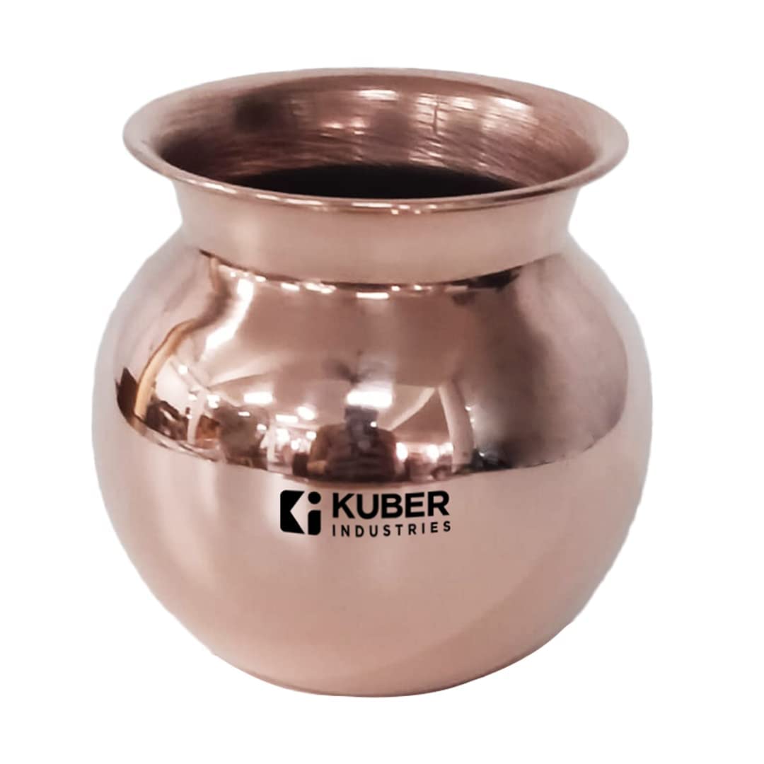 Kuber Industries Copper Lota | Kalash for Puja | BPA Free, Non Toxic,Copper | Rustproof & Durable | with Added Health Benefits of Copper | User Friendly Design & Easy to Clean | 500 ML (Pack of 6)