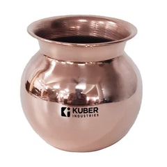 Kuber Industries Copper Lota | Kalash for Puja | BPA Free, Non Toxic,Copper | Rustproof & Durable | with Added Health Benefits of Copper | User Friendly Design & Easy to Clean | 500 ML (Pack of 4)