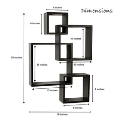 Kuber Industries Wall Shelves|Handicraft Wooden Intersecting Wall Rack|Floating Shelves Wall D?cor for Living Room,Office,Set of 4,(Brown) (Pack of 5)