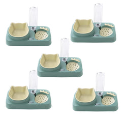 Kuber Industries Animal Feeding Plastic 2 in 1 Pet Bowls | Cat & Dog Bowl | Small/Medium Size Pet Feeding Bowl | Non-Toxic & 100% Safe for Pets (Pack of 5) | Light Green
