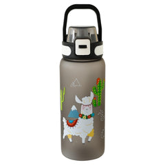 Kuber Industries Pack of 6 Kids Water Bottle With Straw |Sipper Water Bottle For Kids Boys Girls| Water Bottle with Locking Flip Lid | 800 ml |Black | SYZ-7791C