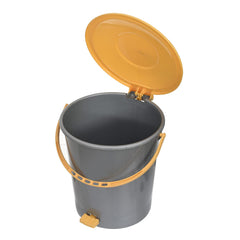 Kuber Industries Plastic Pedal Dustbin, Trashbin, Wastebin For Kitchen, Bathroom, Office Use With Handle, 5 Liter (Grey & Yellow)-47KM01026