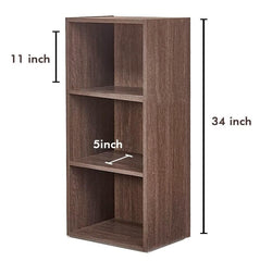 Kuber Industries Book Shelf|Wooden 4 Shelves Engineered Bookshelf|Storage Cabinet for Kitchen,Wall Shelf,D�cor shelf,30"X30",(Brown) (Pack of 4)