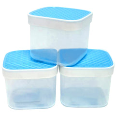 Kuber Industries Check Deisgn Lid Food Grade BPA Free Plastic Kitchen Container Set,1200ml, Set of 12 (Blue)