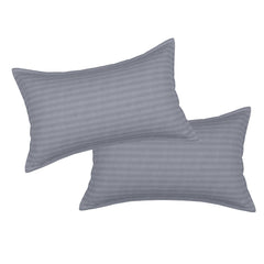 Heart Home Pillow Cover | Cotton Pillow Cover | Striped Pattern Pillow Cover | Soft Pillow Cover for Home | Pillow Cover for Bedroom | Set of 2 | Gray