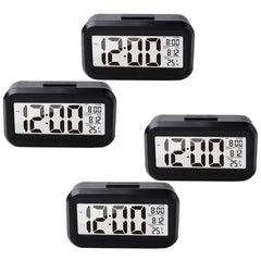 Kuber Industries ABS Battery Oprated Loud Digital Alarm Clock|Desk, Table Clock|Alarm Clock for Heavy Sleepers-Pack of 4 (Black)