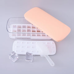 Kuber Industries Pack of 5 Ice Cube Tray with Lid | Ice Cube Storage Box with Ice Scoop | 24 Ice Cube Molds for Freezing | One-Press Demolding | BPA Free | Pink