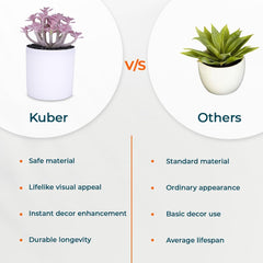 Kuber Industries Artificial Plants for Home D�cor|Natural Looking Indoor Fake Plants with Pot|Artificial Flowers for Decoration-Pack of 3 (Lavender)