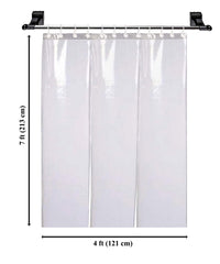 Heart Home 0.50mm 3 Strips Stain Resistant, Waterproof PVC Shower/AC Curtain, 7 Feet (Tranasparent) 52HH3905