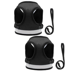 Kuber Industries Reflective Dog Harness with Adjustable Leash|Breathable Polyester Mesh Fabric |Small Size|HT-844|Comfortable No-Pull Grip|Quick Release Buckles|Easy On-Off Harness|Black (Pack of 2)