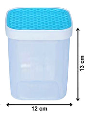 Kuber Industries Check Deisgn Lid Food Grade BPA Free Plastic Kitchen Container Set,1500ml, Set of 9 (Blue)