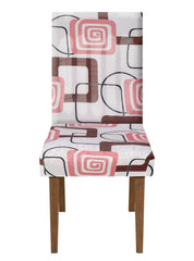 Heart Home Square Printed Elastic Stretchable Polyster Chair Cover for Home, Office, Hotels, Wedding Banquet (White)-50HH0895