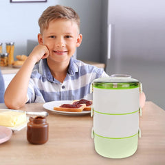 Kuber Industries Insulated Lunch Box with 3 Compartments|100% BPA Free, Food Grade ABS Plastic|Leakproof & Spill Proof|Dishwasher & Microwave Safe Lunch Box|3000 ML|HX0032531|Green (Pack of 5)