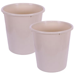 Kuber Industries Dustbin | Open Dustbin | Plastic Garbage Dustbin | Dustbin For Kitchen | Dustbin For Bathroom | Office Dustbin | Plain Sada Dustbin | 13 LTR | Pack of 2 | Beige