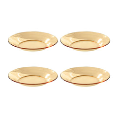 Heart Home Borosilicate Glass Dinner Set of 4 Plates | Home Crockery for Dining | Microwave Dishwasher Safe | Dinner Plates for Festive Occasions/Parties | Transparent| Yellow