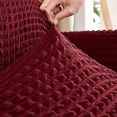 Kuber Industries Pack of 2 Sofa Cover | Single Seater Sofa Cover | Sofa Chair Cover | Couch Cover for Hall | Universal Sofa Slipcover | Elastic Spandex Sofa Cover for Living Room | OSSC006 | Wine Red
