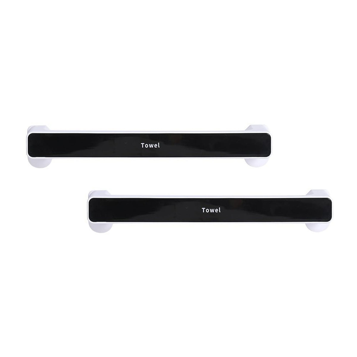 Kuber Industries (Set of 2) Large Self-Adhesive Bathroom Towel Holder & Hanger - Rod & Stand for Kitchen, Washroom without Drilling - Black
