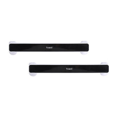 Kuber Industries (Set of 2) Self-Adhesive Bathroom Towel Holder & Hanger - Rod & Stand for Kitchen, Washroom without Drilling - Black