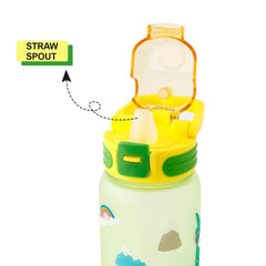 Kuber Industries Pack of 3 Kids Water Bottle With Straw |Sipper Water Bottle For Kids Boys Girls| Water Bottle with Locking Flip Lid | 800 ml | Green | SYZ-7791A