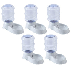 Kuber Industries Dog Food Bowl|Drinking Fountain Cat & Dog Bowl|Reusable,Durable|Bowl with Refillable Water Bottle|Stylish Dog Accessories for Indoor & Outdoor Use|LS147GR|3500ML|Grey (Pack of 5)