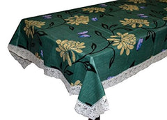 Kuber Industries Flower PVC 6 Seater Dining Table Cover - Green
