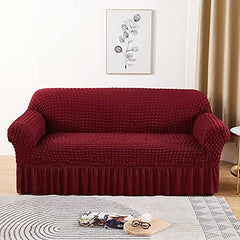 Kuber Industries Pack of 4 Sofa Cover | Two-Seater Sofa Cover | Sofa Chair Cover | Couch Cover for Hall | Universal Sofa Slipcover | Elastic Spandex Sofa Cover for Living Room | TSSC006 | Wine Red