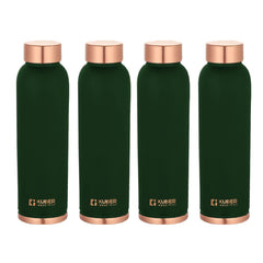 Kuber Industries Copper Water Bottle | BPA Free, Non Toxic | Leakproof, Durable & Lightweight | With Added Health Benefits of Copper | Ergonomic Design & Easy to Clean | Green| 950 ml (Pack Of 4)