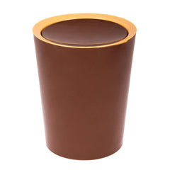 Kuber Industries Swinging Lid Dustbin|Plastic Garbage Waste Bin|Trash Can for Living Room|Kitchen|Office|6 Litre|Pack of 2 (Black & Brown)