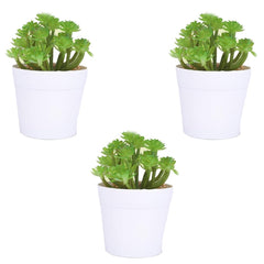 Kuber Industries Artificial Plants for Home Décor|Natural Looking Indoor Fake Plants with Pot|Artificial Flowers for Decoration-Pack of 3 (Green)