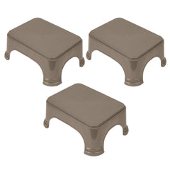 Kuber Industries Bathroom Stool | Bathroom Plain Square Stool | Plastic Stool For Bathroom | Stool for Kitchen | Bathroom Patla | Support Stool for Bathroom | P6 | Pack of 3 | Brown