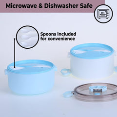 Kuber Industries Pack of 3 Insulated Lunch Box with 3 Compartments|100% BPA Free, Food Grade ABS Plastic|Leakproof & Spill Proof|Dishwasher & Microwave Safe Lunch Box|3000 ML|HX0035097|Blue